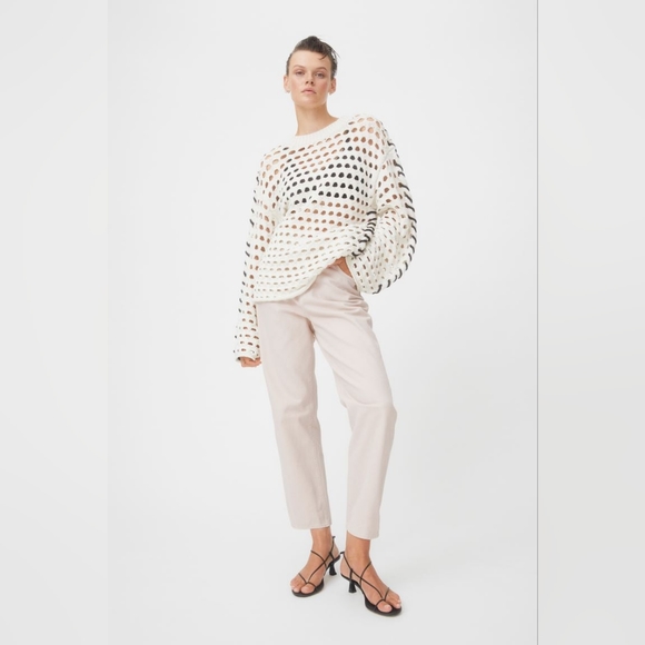 H&M High Waist Twill Pants Beige Sz 6 - Picture 4 of 4